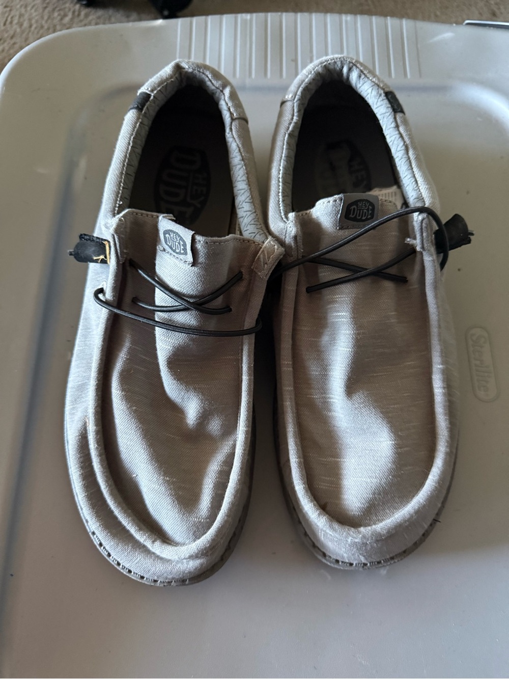 Hey Dude Wally Linen-Style Men's Slip-On Shoes in Grey
